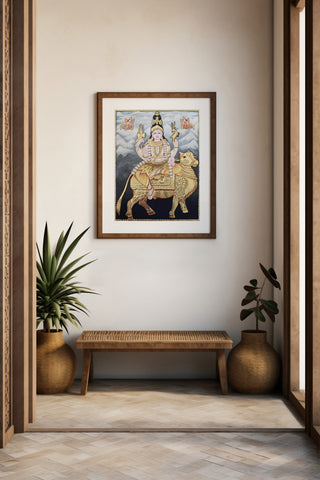 Lord Shiva Riding Nandi Tanjore Painting