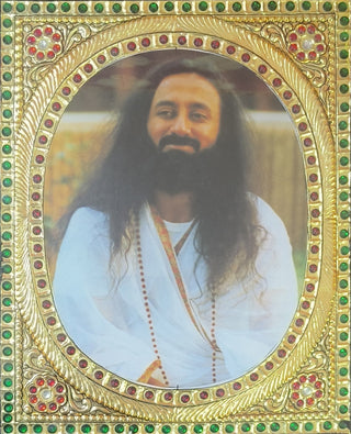 Tanjore painting of Gurudev Sri Sri Ravi Shankar Ji with 22K gold leaf and Gesso work	