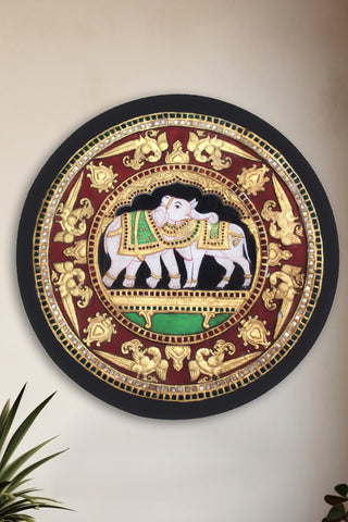 Elephant and Rishab Tanjore Painting