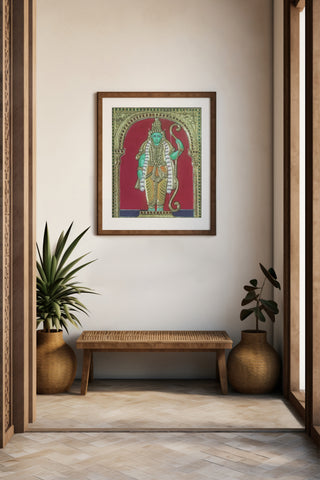 Handcrafted Lord Rama Tanjore painting with 22K gold foil and Gesso work	