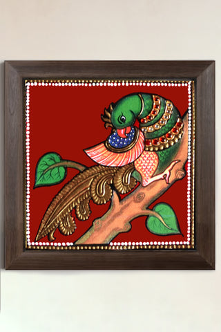 Colorful Indian Peacock Tanjore Painting