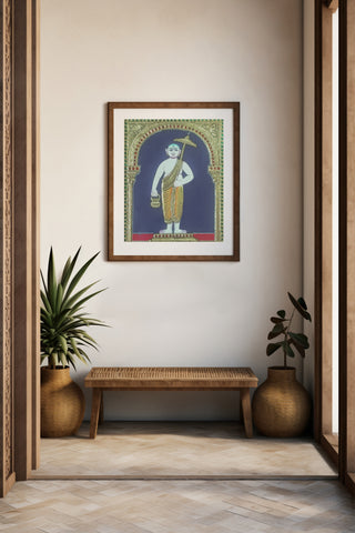 Handcrafted Saint/Guru Tanjore painting with 22K gold foil and Gesso details	