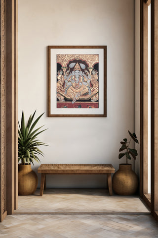 Sitting Vinayaka Tanjore Painting