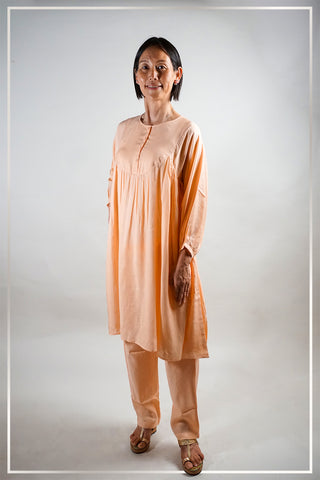 Peach Pashmina Twill Coord Set – Cozy & Chic Loungewear