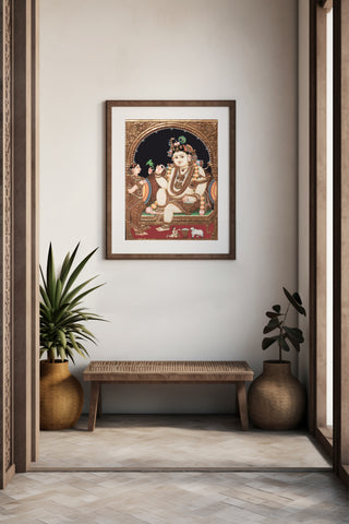 Bala Krishna with Mother Yashoda Tanjore Painting