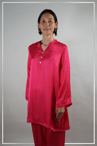 Luxurious Fuchsia Pink Modal Satin Co-Ord Set - Effortless Elegance