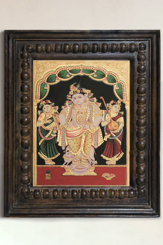 Krishna with Gopikas Tanjore Painting