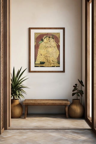 Yashoda and Krishna Tanjore Painting