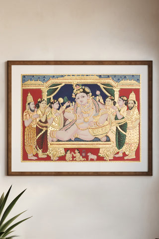 Lord Krishna Darbar Tanjore Painting