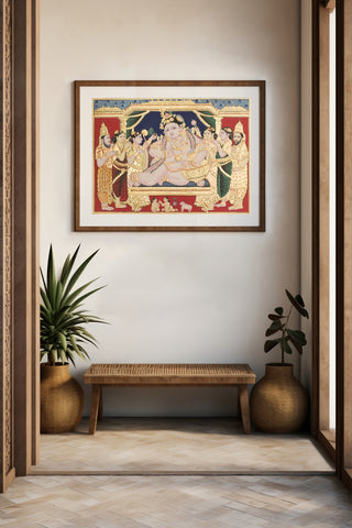 Lord Krishna Darbar Tanjore Painting