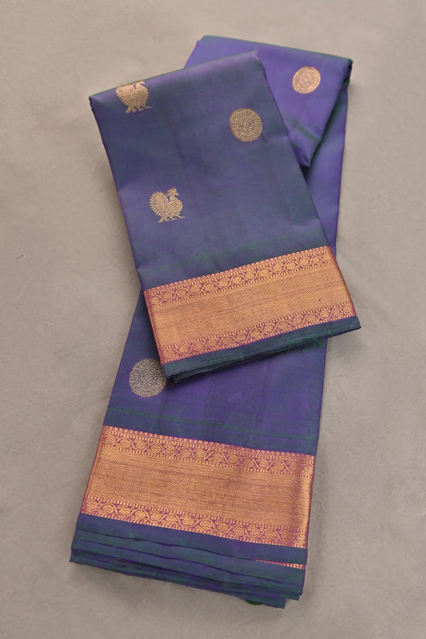 Blue Green Kanchipuram Pure Silk Saree