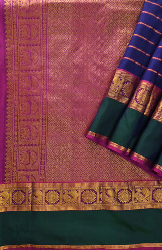 Navy Blue Kanchipuram Pure Silk Saree