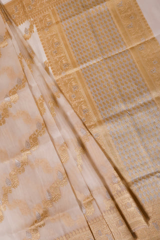 Off-White Banarasi Organza Saree