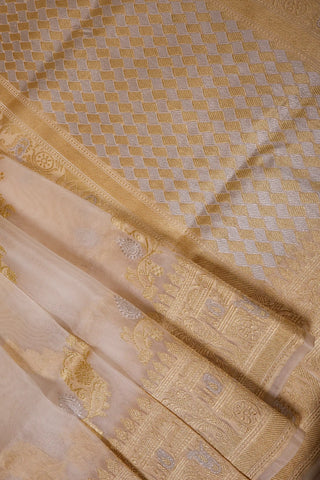 Off-White Banarasi Organza Saree