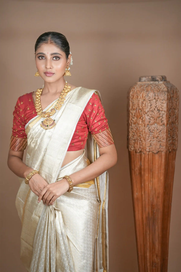 Silver Kanchipuram Tissue Saree