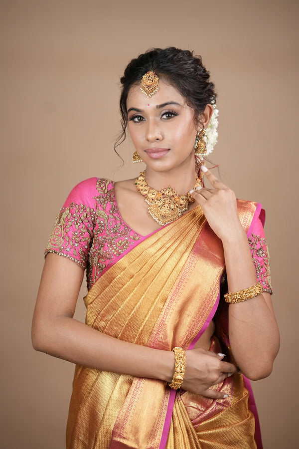Golden Kanchipuram Tissue Saree