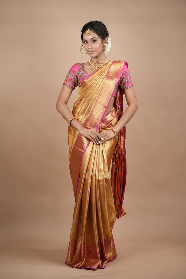 Golden Kanchipuram Tissue Saree