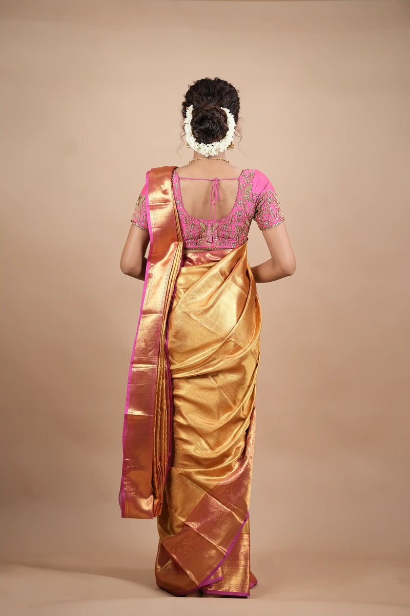 Golden Kanchipuram Tissue Saree