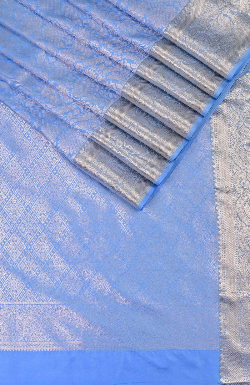 Powder Blue Kanchipuram Silk Saree (Made to Order)