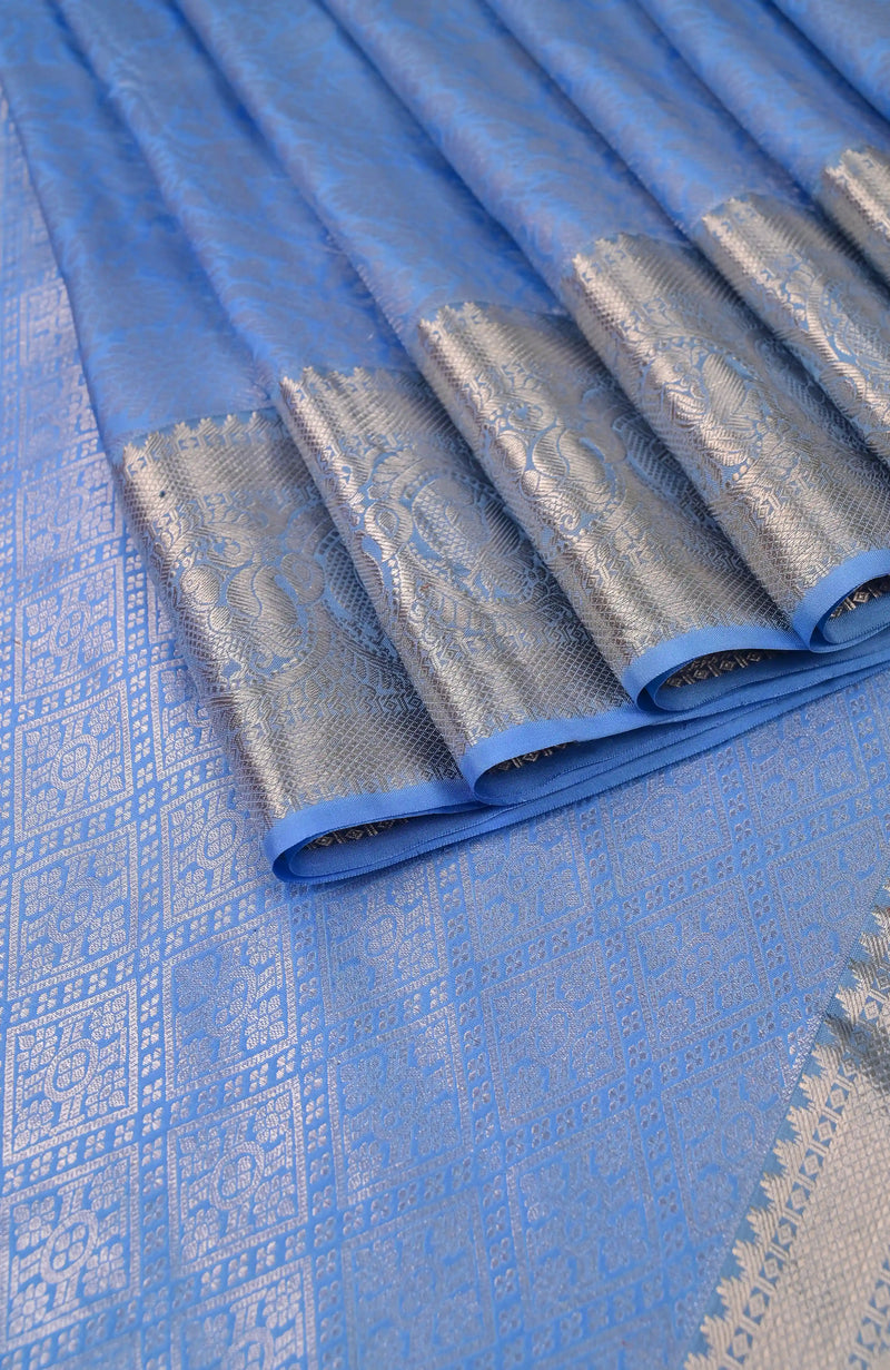 Powder Blue Kanchipuram Silk Saree (Made to Order)