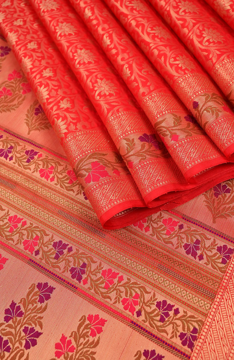 Red Banarasi Blended saree