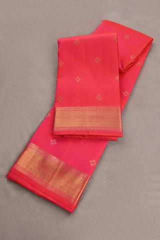 Dual-toned Pink and Orange Kanchipuram Pure Silk Saree