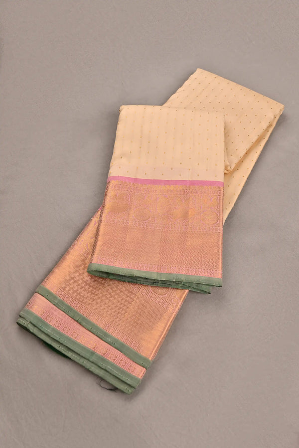 Off-White Kanchipuram Pure Silk Saree