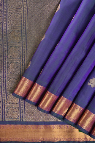 Blue Green Kanchipuram Pure Silk Saree