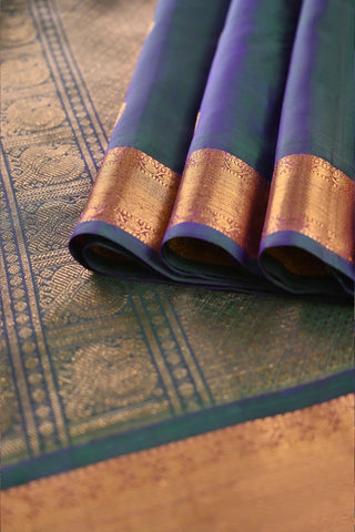 Blue Green Kanchipuram Pure Silk Saree