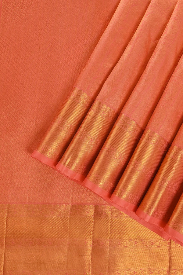 Peach Kanchipuram pure silk saree