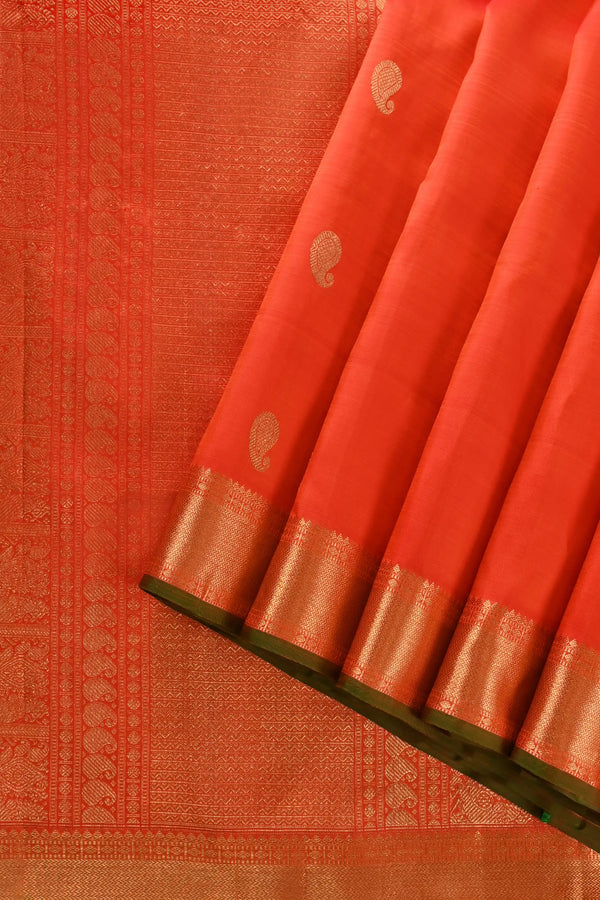 Orange Kanchipuram pure silk saree