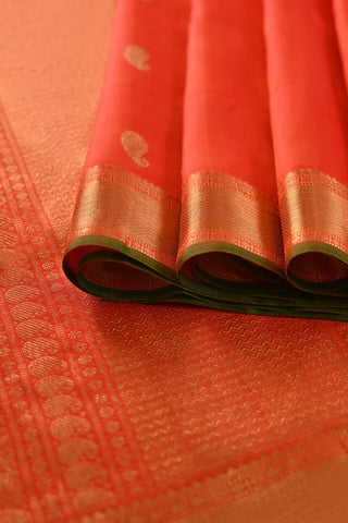 Orange Kanchipuram pure silk saree