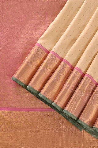 Off-White Kanchipuram Pure Silk Saree