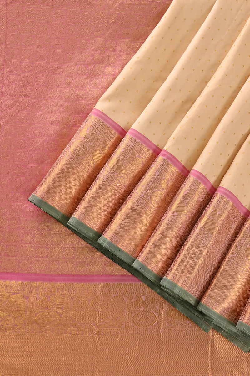 Off-White Kanchipuram Pure Silk Saree