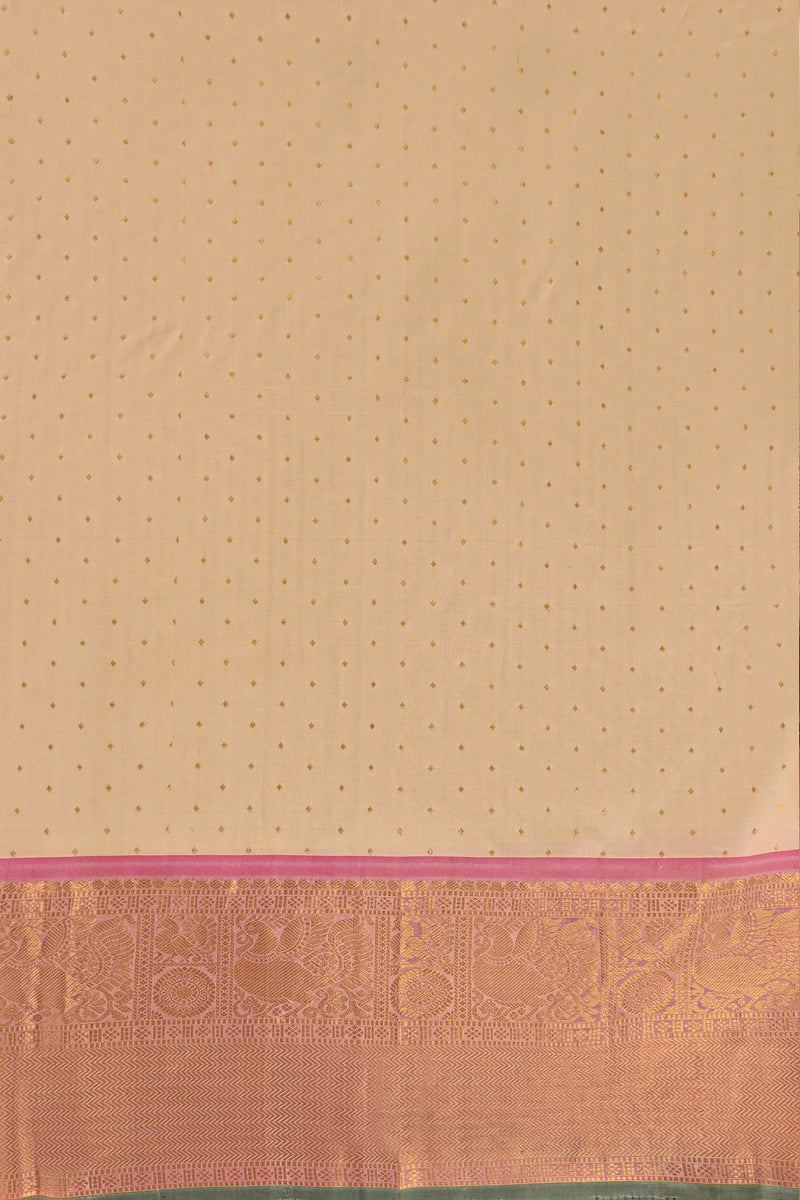 Off-White Kanchipuram Pure Silk Saree