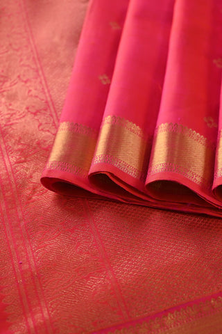 Dual-toned Pink and Orange Kanchipuram Pure Silk Saree