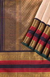 Ivory Kanchipuram Pure Silk Saree