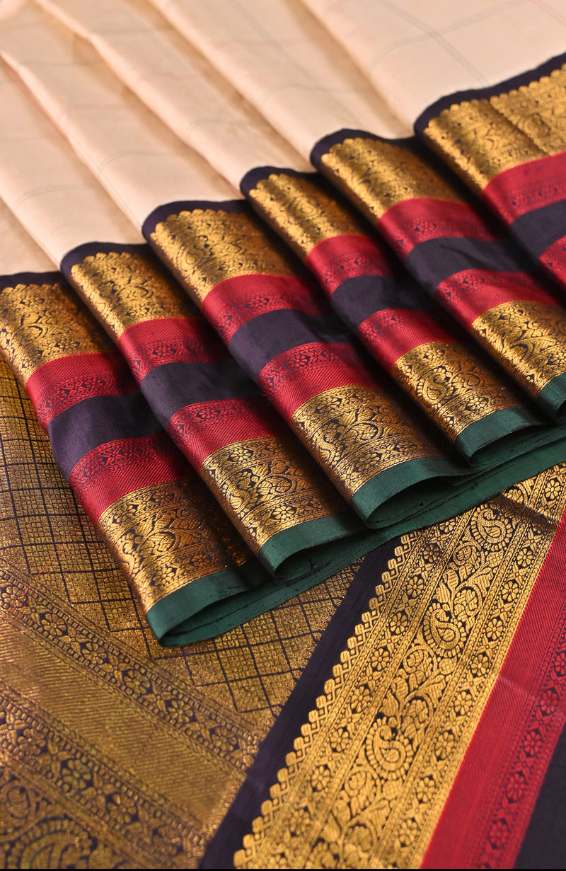 Ivory Kanchipuram Pure Silk Saree