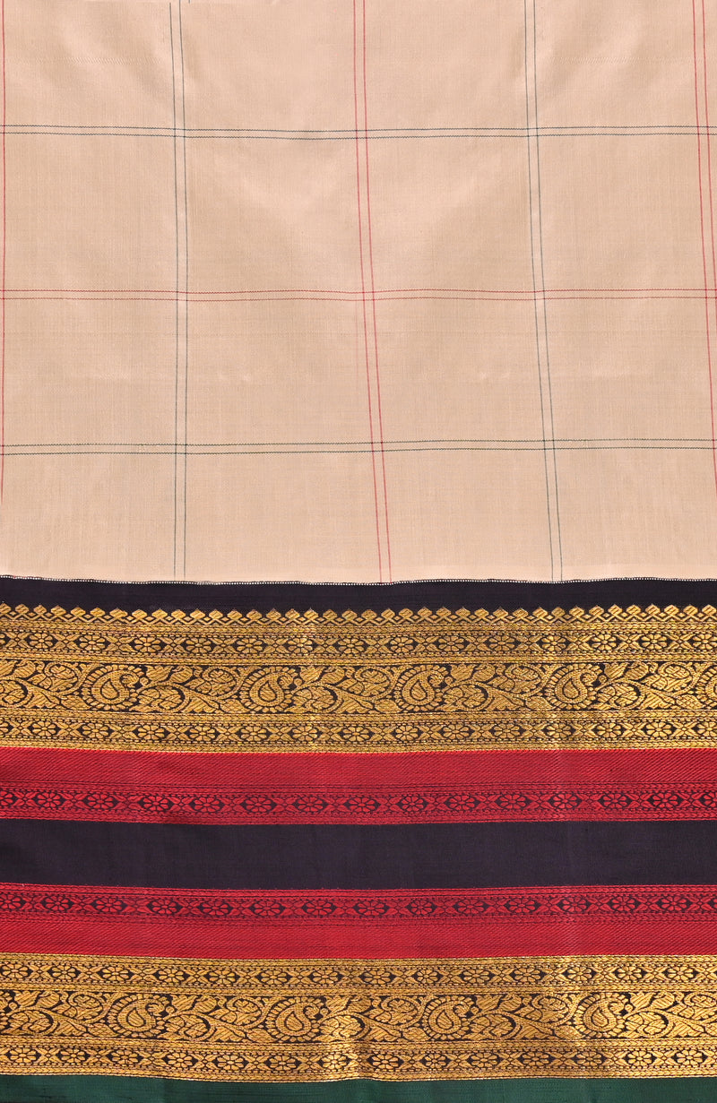 Ivory Kanchipuram Pure Silk Saree