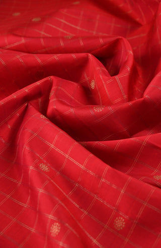 Deep Red and Green Kanchipuram Pure Silk Saree