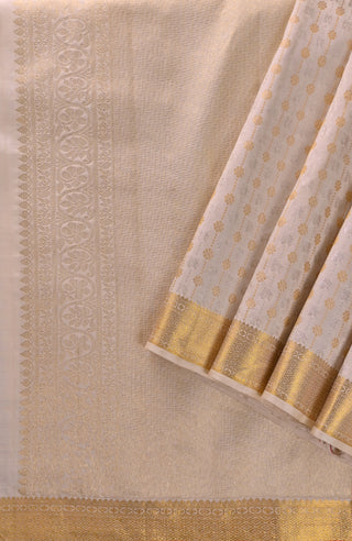 Ivory Kanchipuram pure silk saree