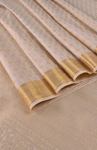 Ivory Kanchipuram pure silk saree