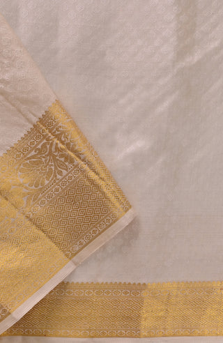 Ivory Kanchipuram pure silk saree