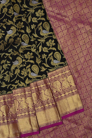 Black and Purple Kanchipuram Handloom Silk saree