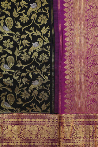 Black and Purple Kanchipuram Handloom Silk saree