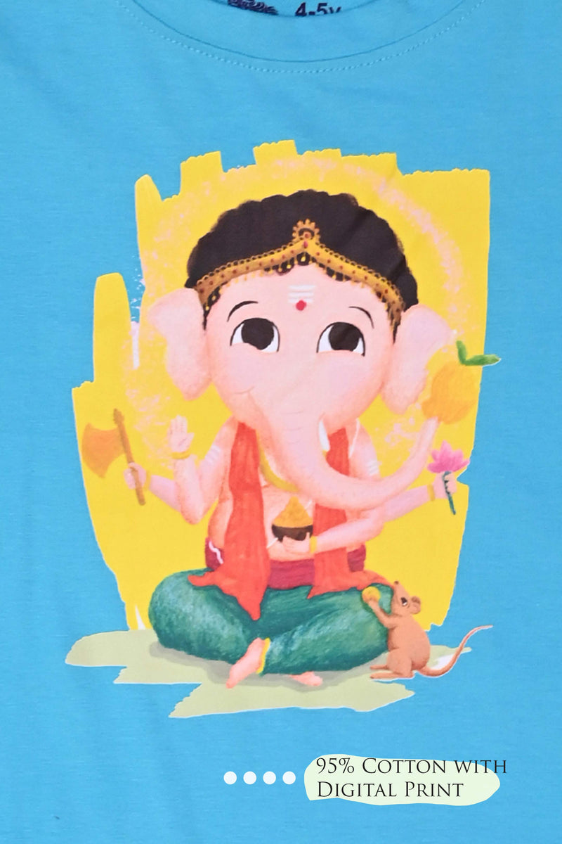 Sky Blue Ganesha Cotton Tee