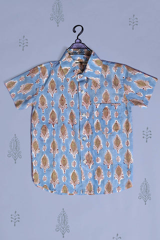 Blue Printed Cotton Shirt