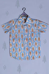 Blue Printed Cotton Shirt