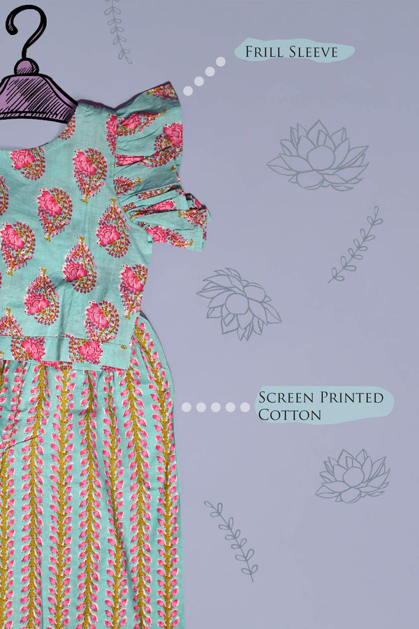 Sea Green Cotton Floral Printed Co-ord Set