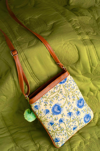 Blue blossom sling bag